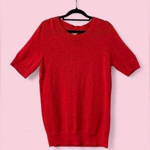 J.Crew Factory Red Short Sleeve Knit Sweater Top | Size M